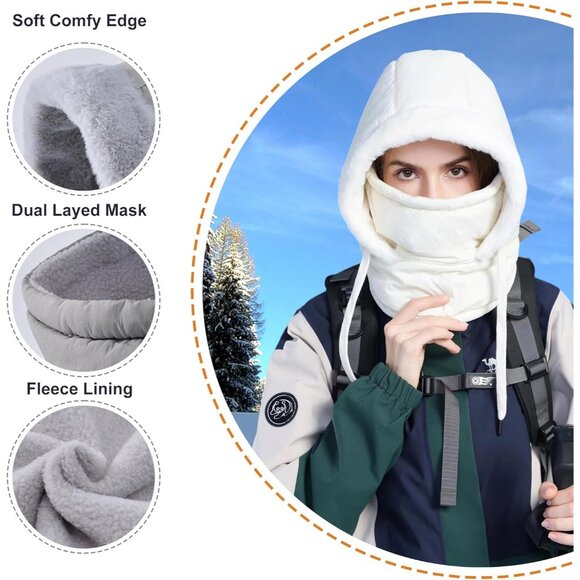 Unisex Winter Balaclava Hat Faux Fur Fleece Warm Cover for Snow Sports - Picture 3 of 9